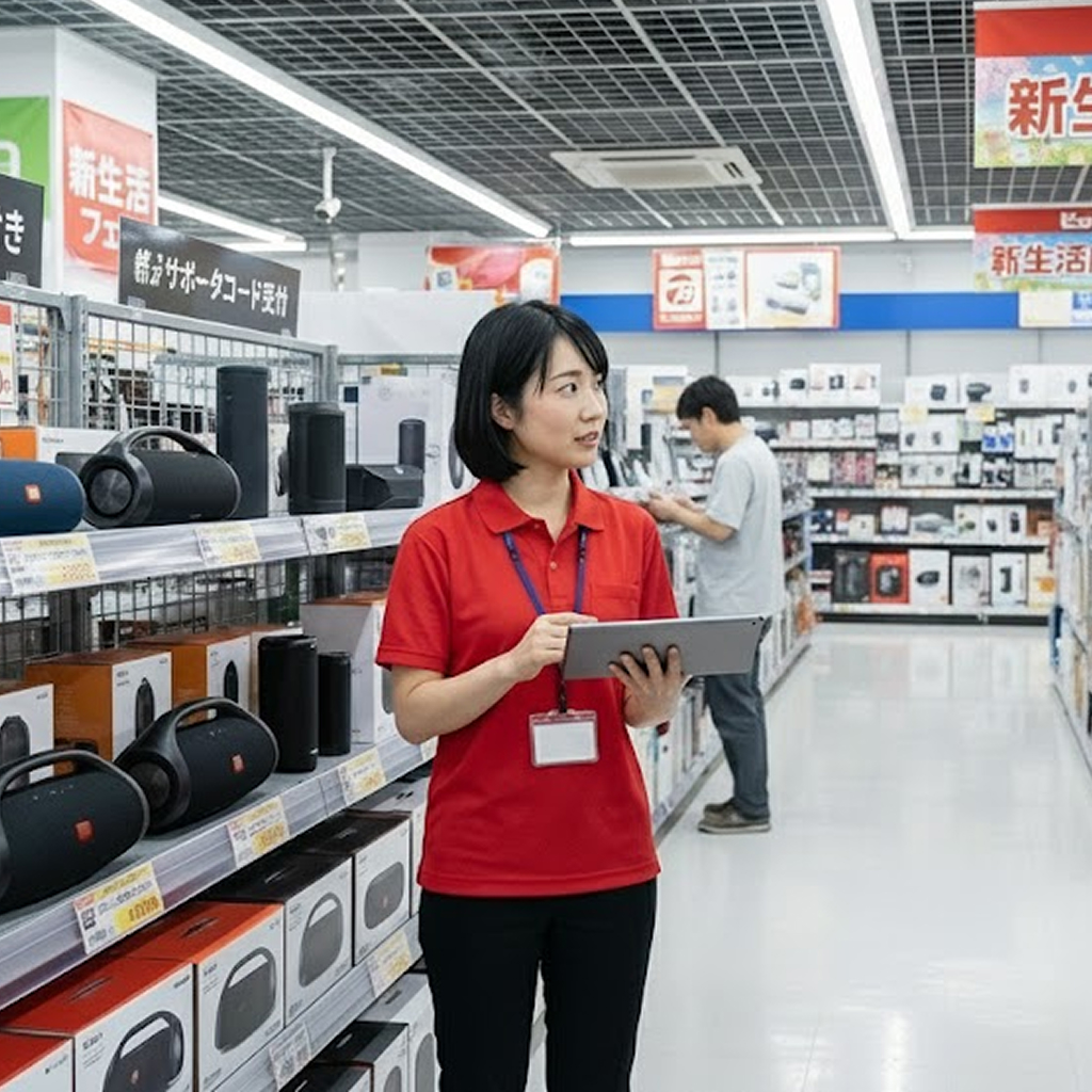 店舗状況の確認をしている